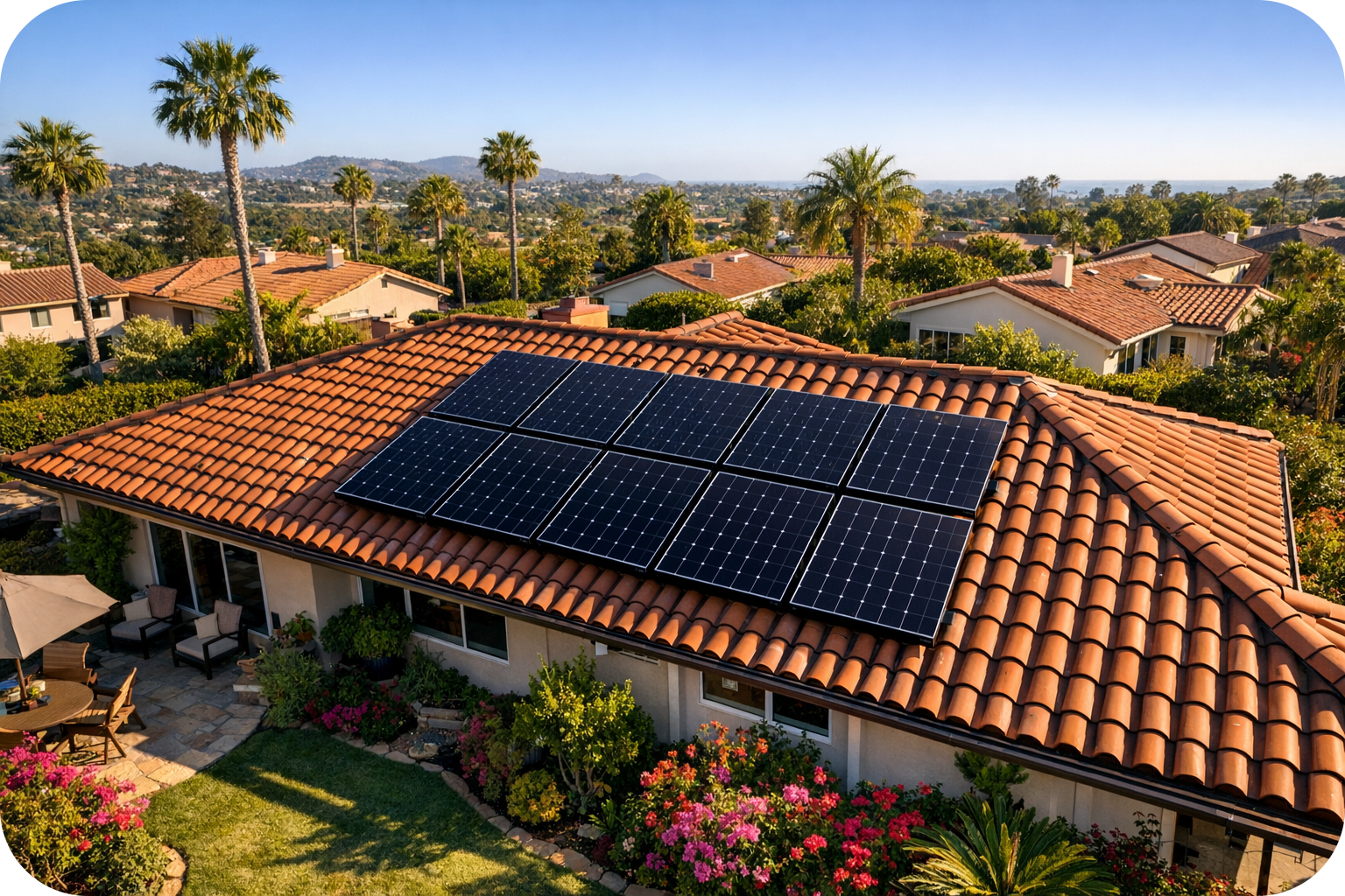 Suburban Solar Panels Aerial View San Diego Home Sustainability-1